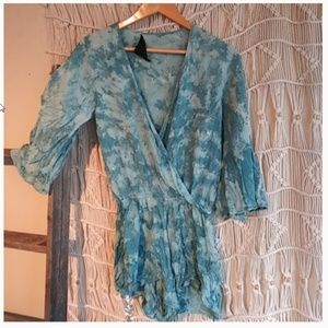 Blue Life 3/4 Bell Sleeve Tie Dye Romper